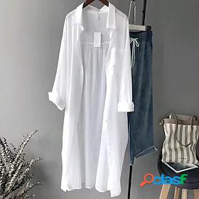 Womens Coat Casual Jacket Others Long Coat White Daily Wear