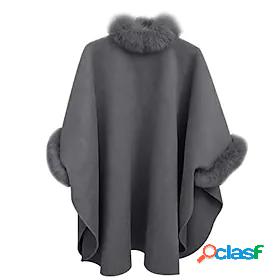 Womens Coat Cloak / Capes Long Coat Camel Black Gray Party