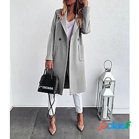 Womens Coat Daily Fall Winter Long Coat Notch lapel collar