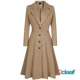 Womens Coat Daily Fall Winter Long Coat Slim Basic Jacket