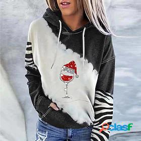 Womens Color Block Ugly Christmas Hoodie Sweatshirt Front