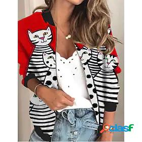 Women's Jacket Bomber Jacket Varsity Jacket Print Regular