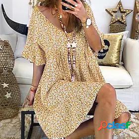 Womens Loose Set Jumper Tunic Loose Print Daily Flower /