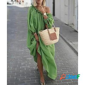 Womens Maxi long Dress Swing Dress Apricot Green Blue Pink
