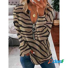 Womens Snowflake Zebra Pattern Sweatshirt Pullover Crew Neck