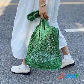 Women's Straw Bag Beach Bag Top Handle Bag Daily Holiday