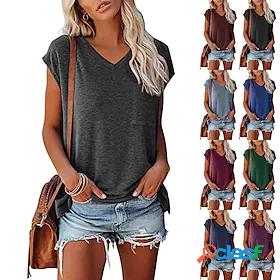 Womens T shirt Basic Basic Plain Spring Regular Green Black