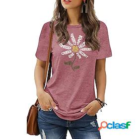 Womens T shirt Tee Basic Print Animals Flower / Floral