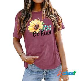 Womens T shirt Tee Basic Print Basic Flower / Floral T-shirt
