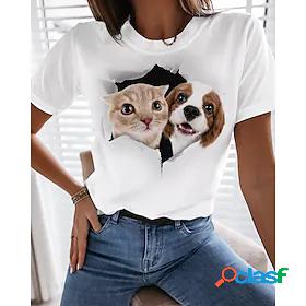 Womens T shirt Tee Cat Dog 3D Casual Weekend 3D Cat Painting