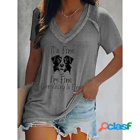 Womens T shirt Tee Dog Graphic Patterned Casual Daily Short