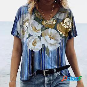 Womens T shirt Tee Floral Casual Holiday Weekend Floral