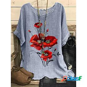 Womens T shirt Tee Flower Casual Daily Holiday Floral Short