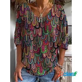 Womens T shirt Tee Graphic Patterned Casual Daily Geometric