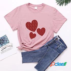 Womens T shirt Tee Heart Casual Valentines Day Valentine
