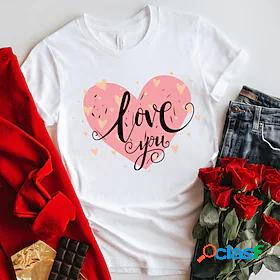 Womens T shirt Tee Heart Text Casual Valentines Day