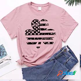 Womens T shirt Tee Leaf Star Casual Weekend Lucky Painting