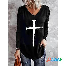 Womens T shirt Tee Letter Casual Daily Long Sleeve T shirt