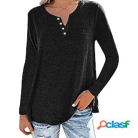 Womens T shirt Tee Plain Casual Weekend Long Sleeve T shirt