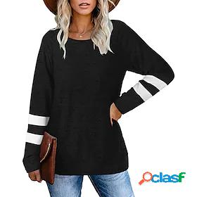 Womens T shirt Tee Striped Casual Weekend Long Sleeve T