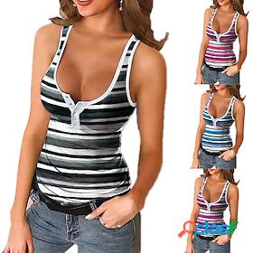Womens Tank Stripe Striped Spring Regular Blue Purple Dark