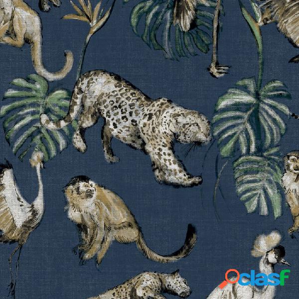 Zero Carta da Parati Exotic Animals Blu