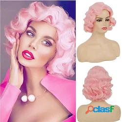 parrucche corte rosa ricci per le donne parrucca piena