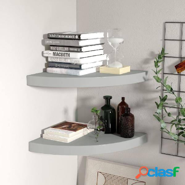 vidaXL 323923 Floating Corner Shelves 2 pcs Grey 35x35x3,8