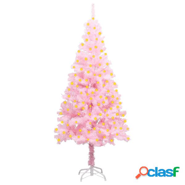 vidaXL Albero di Natale Artificiale con LED e Supporto Rosa