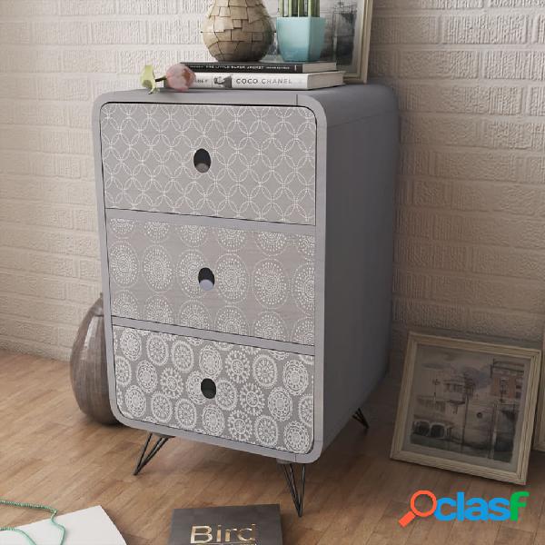 vidaXL Armadietto Laterale con 3 Cassetti Grigio