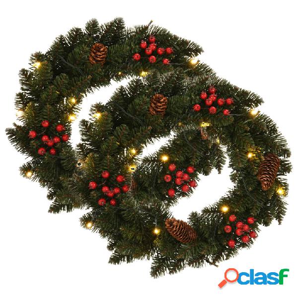 vidaXL Corone Natalizie 2 pz con Decorazioni Verde 45 cm