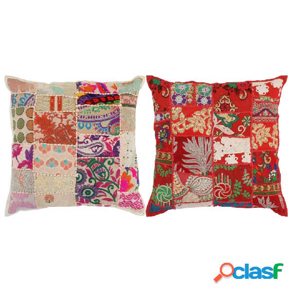 vidaXL Cuscini Patchwork 2 pz Realizzati a Mano 45x45 cm