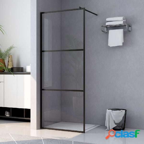 vidaXL Parete Doccia Walk-in in Vetro Trasparente ESG Nera