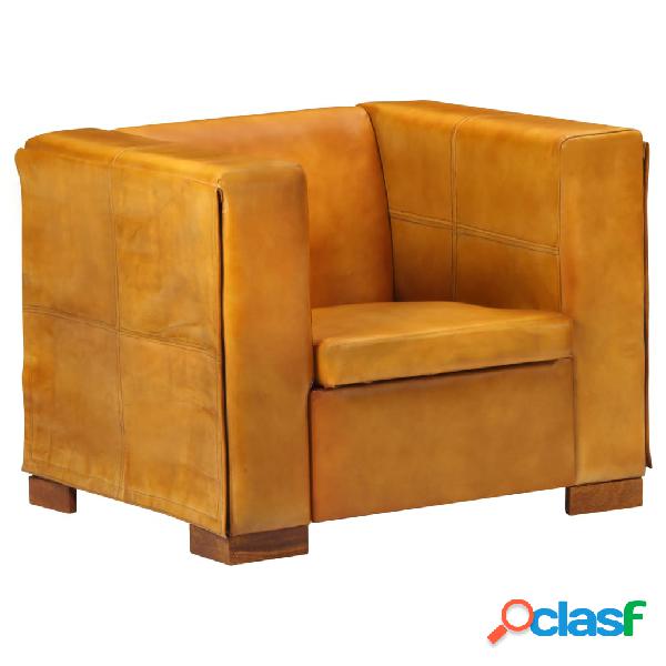vidaXL Poltrona Marrone Tanno in Vera Pelle