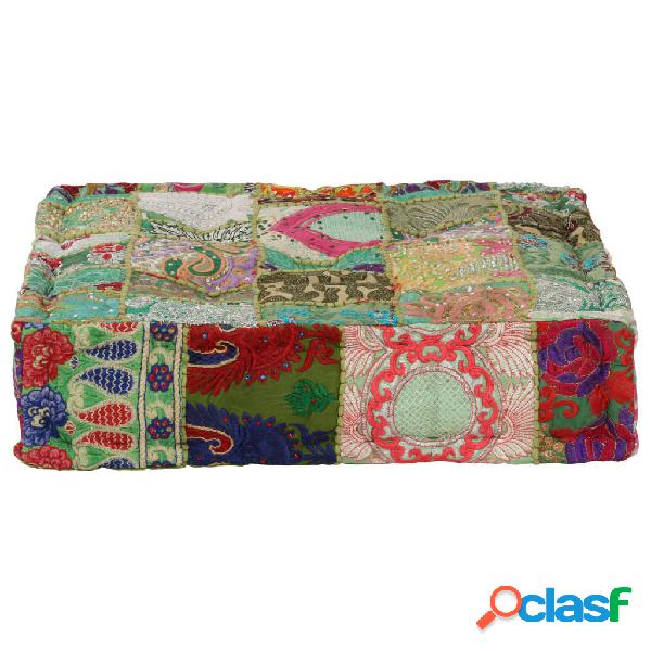 vidaXL Pouf Patchwork in Cotone Fatto a Mano Quadrato