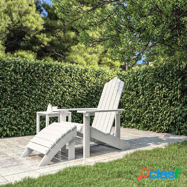 vidaXL Sedia da Giardino Adirondack con Poggiapiedi Bianca