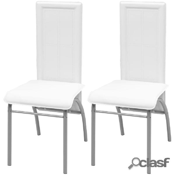 vidaXL Sedie da Pranzo 2 pz Bianche in Similpelle