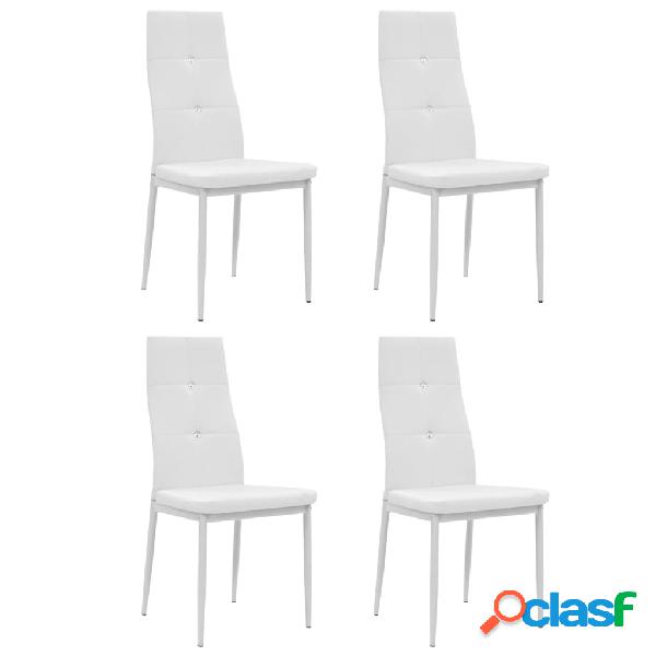 vidaXL Sedie da Pranzo 4 pz Bianche in Similpelle