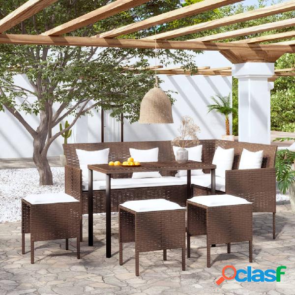 vidaXL Set Mobili 5 Pz Divano a L con Cuscini in Polyrattan