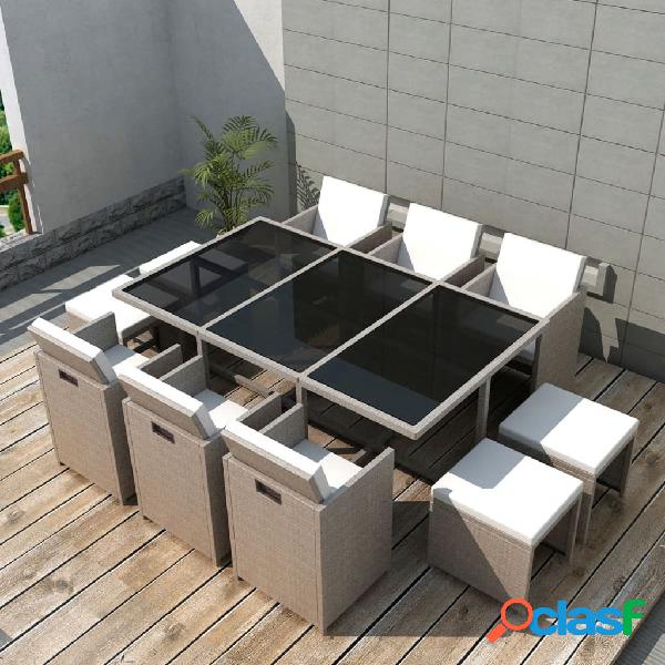 vidaXL Set da Pranzo da Giardino 11 pz con Cuscini in