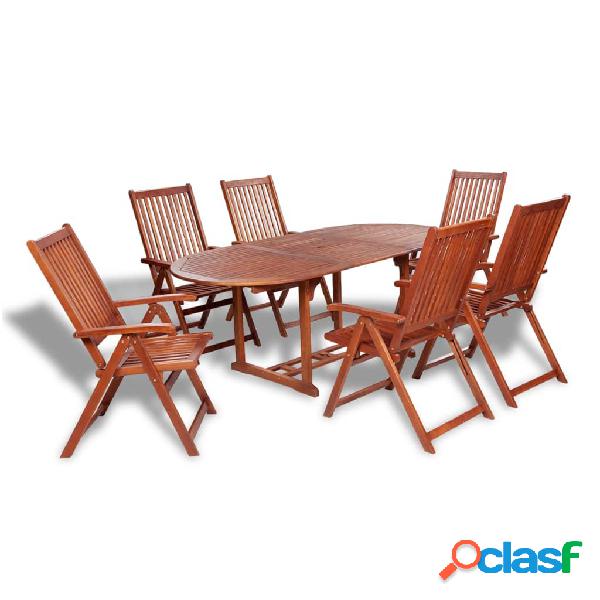 vidaXL Set da Pranzo da Giardino 7 pz in Legno Massello di
