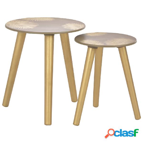 vidaXL Tavolini Impilabili 2 pz Oro 40x45cm/30x40cm in MDF
