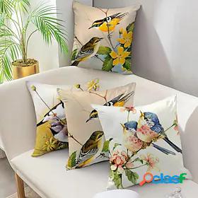 1 pcs Polyester Pillow Cover, Simple Floral Animal Zipper