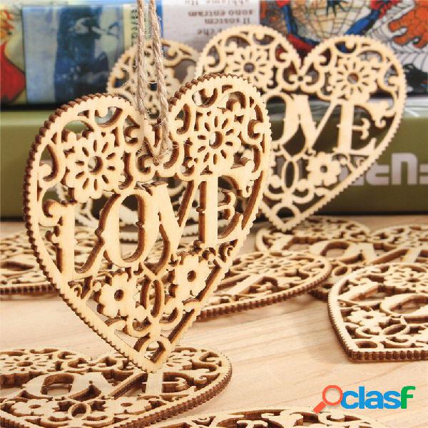 10pcs cuore amore artigianato del legno fai da te appeso