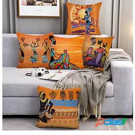 5 pcs Polyester Pillow Cover, Simple Casual Print Square