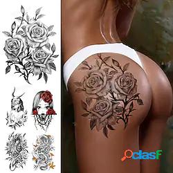 5 pz schizzo fiori neri adesivi tatuaggio temporaneo