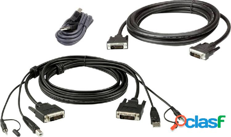 ATEN KVM Cavo [1x Spina DVI-D, Spina A USB 2.0, Spina jack