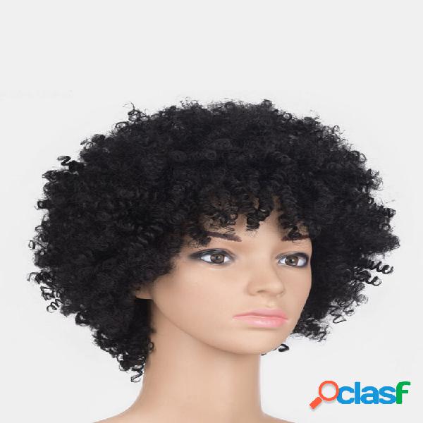 Afro Black Donne Ricci Corti Capelli Parrucche Soffice Testa