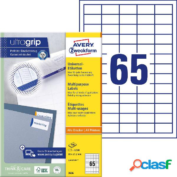 Avery-Zweckform 3666 Etichette 38 x 21.2 mm Carta Bianco