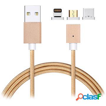 Cavo Magnetico 3-in-1 - Lightning, MicroUSB, Tipo-C - Oro